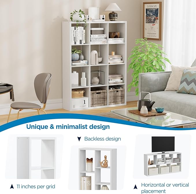 12-Cube Storage Organizer, Wooden Cube Shelf Bookcase - Image 6