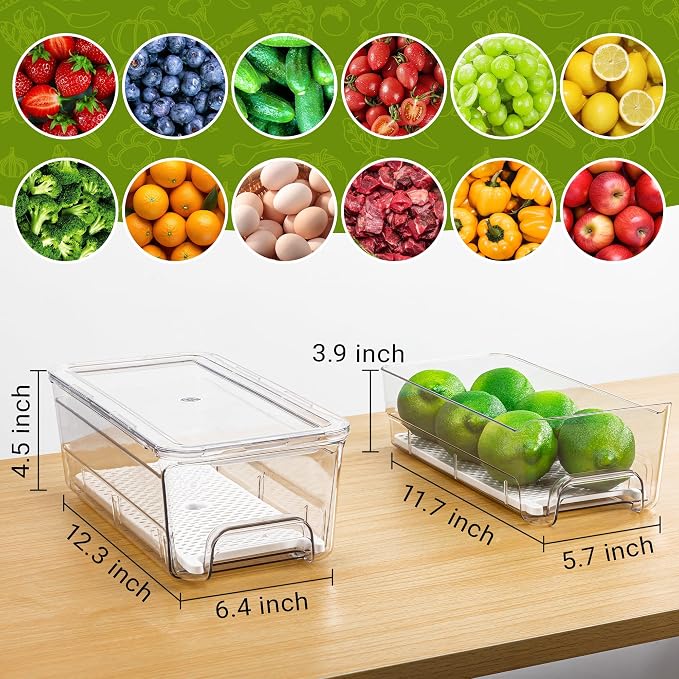 Imncya 6 Pack Stackable Pull-Out Fridge Organizer Drawers, Fridge Stackable - Image 2