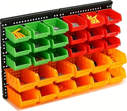 30-Bin Wall Mounted Storage Bins Kit, Tool Organizer Rack, Garage Hardware - Image 7
