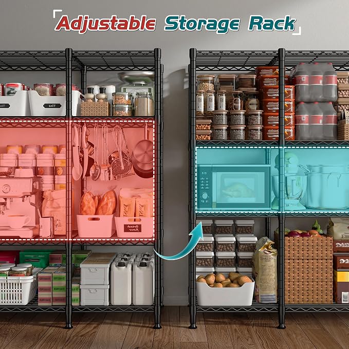 REIBII 78.4''W Garage Shelving Wire Shelving Unit Load 1500LBS, 4 Tier Metal - Image 6