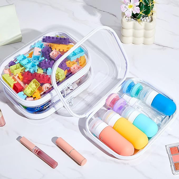 Hoolerry 4 Pcs Hard Clear Zipper Case Makeup Bags Plastic Pencil Pouch - Image 5
