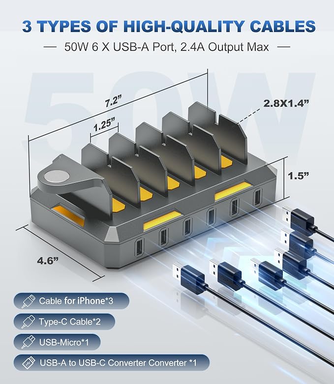 Charging Station for Multiple Devices, Honcila 50W Multiple Charger Station - Image 5