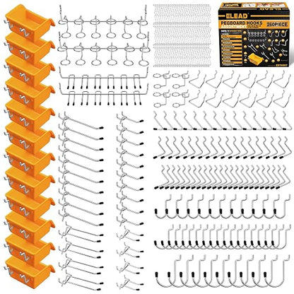 ELEAD 260 Piece Pegboard Hooks 1/8 and 1/4 inch Peg Board Organizer Accessories by ELEAD