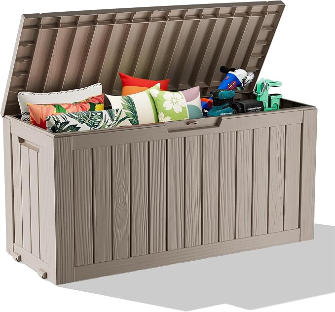 75 Gallon Waterproof Resin Deck Box, UV Resistant Outdoor Storage by KFY