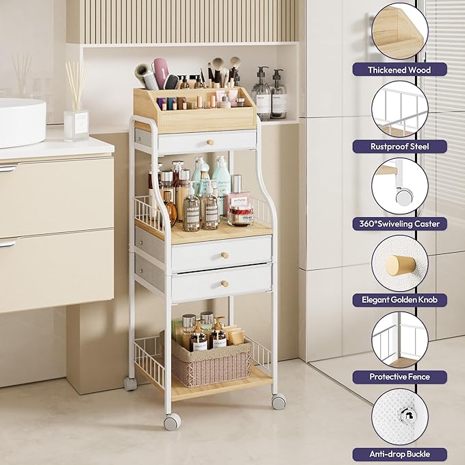 SWTYMIKI Rolling Makeup Organizer Cart - Image 6