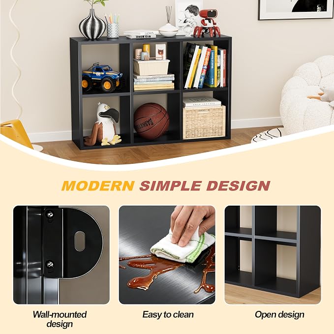 6 Cube Storage Organizer, Metal Cubby Storage Shelf, Small Box Bookshelf - Image 3