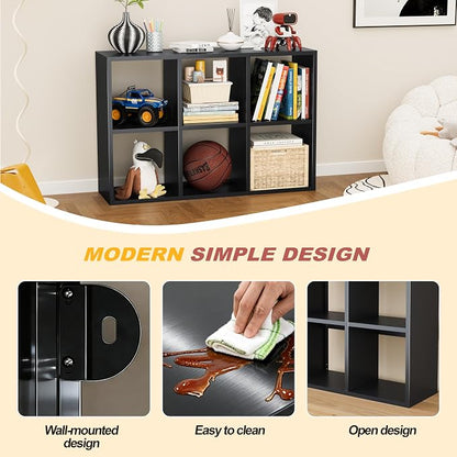 6 Cube Storage Organizer, Metal Cubby Storage Shelf, Small Box Bookshelf - Image 3