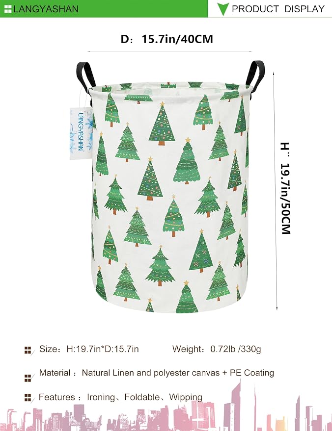 LANGYASHAN Laundry Basket Canvas Fabric Collapsible Organizer Basket - Image 2