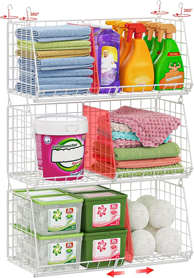 23.62” Extra-Long Under-Shelf Hanging Laundry Basket Organizer, Fits Wire by Sonyabecca