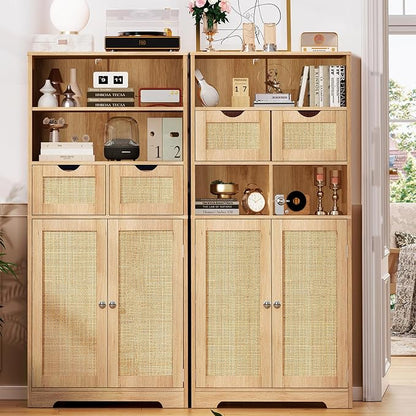 Iwell Tall Storage Cabinet, Rattan Cabinet - Image 6