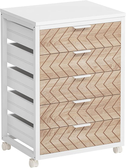 Tribesigns 5-Drawer File Cabinet, Wood Mobile Storage Unit, - Image 9