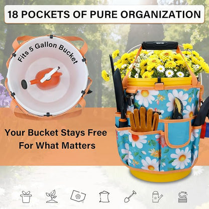 KUNN 5 Gallon Bucket Organizer 18-Pocket Tool Bag - Image 4