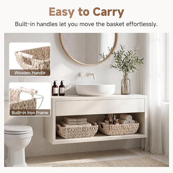 Storageworks Wicker Baskets for Shelves, Large Wicker Baskets for Storage - Image 4