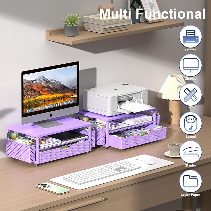 Spacrea Desk Organizer and Accessories, Computer Monitor Stand Riser - Image 4