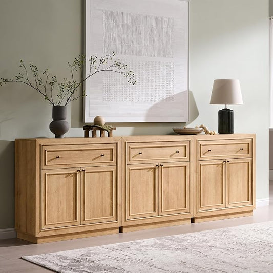 ACCOHOHO Modern Farmhouse Buffet Cabinet, 94.5" Sideboard Credenza, Modular by ACCOHOHO