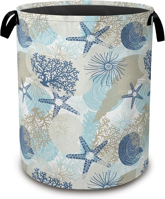 Large Laundry Basket, Corals Seashells Collapsible Laundry Baskets, Cute Algae by Unknown