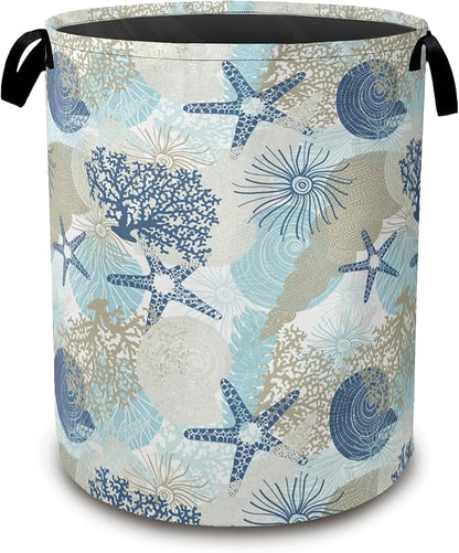 Large Laundry Basket, Corals Seashells Collapsible Laundry Baskets, Cute Algae by Unknown