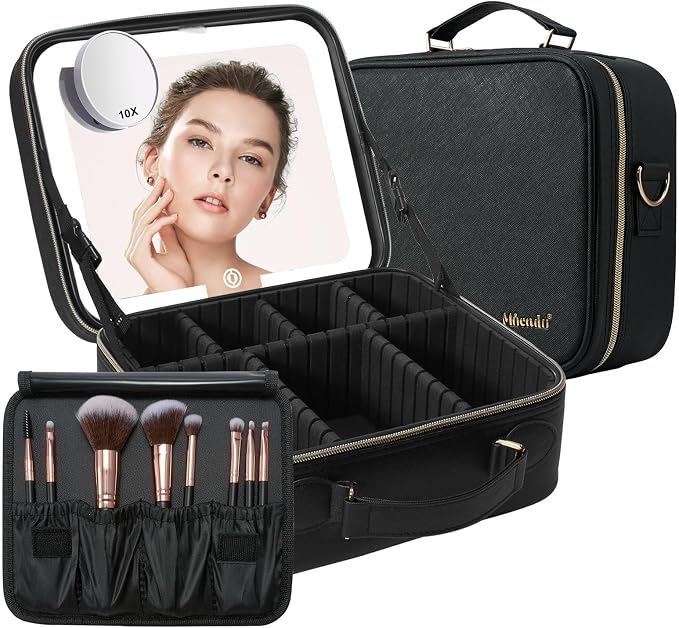 Mocado Travel Makeup Bag with LED Lighted Mirror, Travel Makeup Organizer by Mocado
