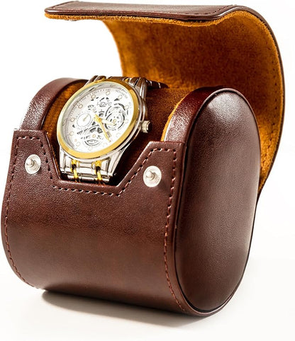 MR.OKAY Single Watch Travel Case- Classic Leather Watch Case - Image 8