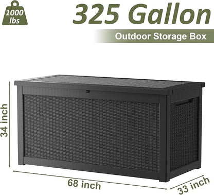325 Gallon Outdoor Storage Box Waterproof, Large Deck Box Lockable Resin - Image 7