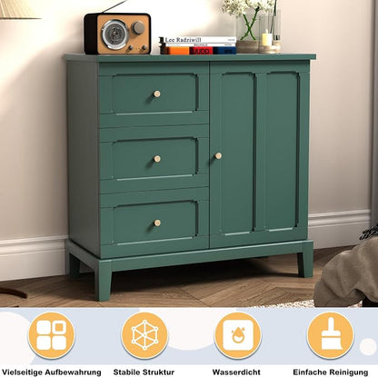 HLR Accent Cabinet with 3 Drawers and Door, Wooden Storage Cabinet with Shelves - Image 6