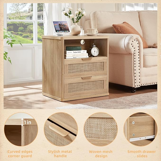 LEYAOYAO Rattan Nightstands Set of 2 - Image 5