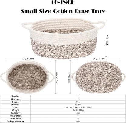 Sea Team 2-Pack Cotton Rope Baskets, Fabric Tray, Oval Open Dish - Image 7