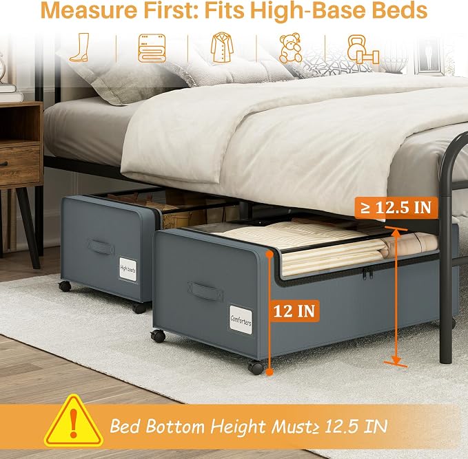Webetop 12 inch Under the Bed Storage Bins - Image 3