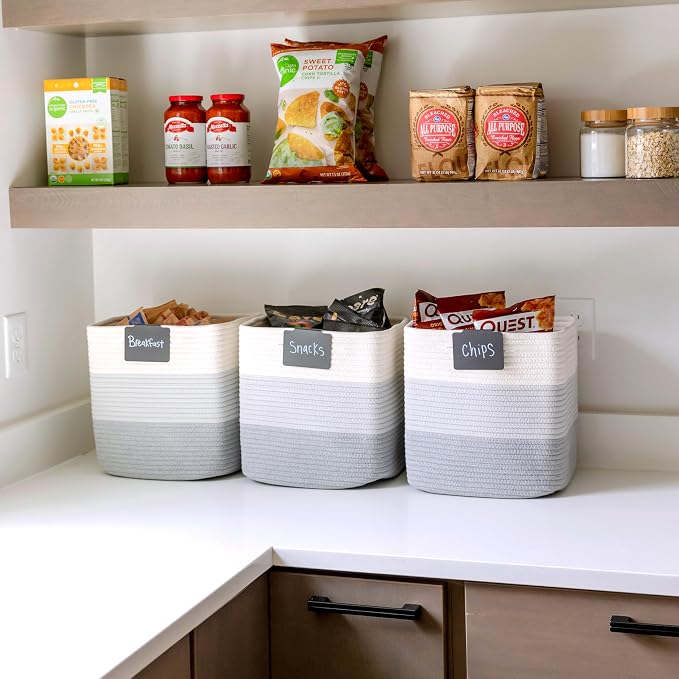 NaturalCozy 13 Inch Cube Storage Bins Cotton Rope Woven Baskets - Image 4