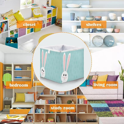 Blue Easter Rabbit Closet Organizers Storage Cubes Storage Bins Shelf Baskets - Image 6