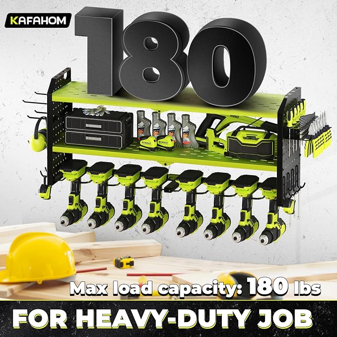 KAFAHOM Power Tool Organizer, Large 8 Drill Holder Wall Mount - Image 5