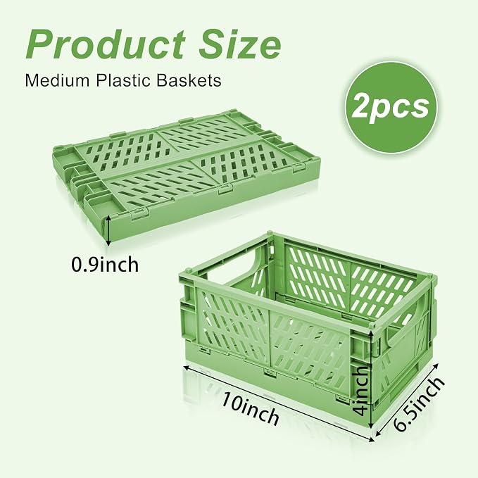 2 Pack Mini Foldable Small Plastic Baskets - Image 2