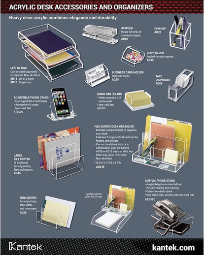 Kantek Clear Acrylic Paper Clip Holder, Angled Open Design, 3.1" x 3.3" x 2.6" - Image 4