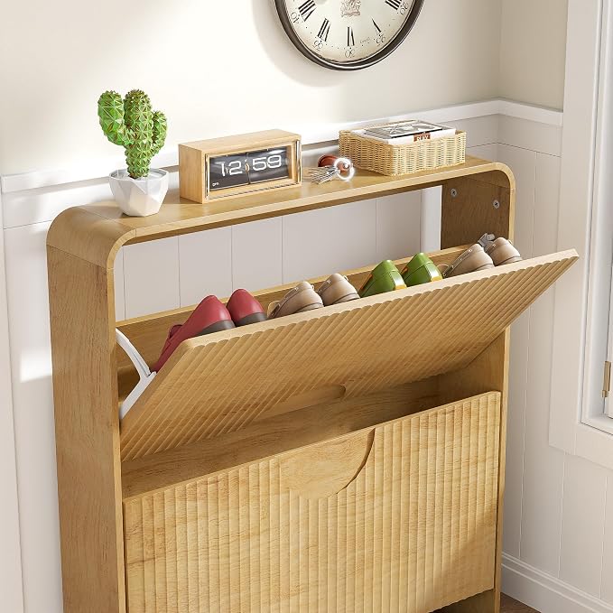 Narrow Shoe Cabinet for Entryway, Thin Entry Way Shoe Storage Cabinet - Image 4