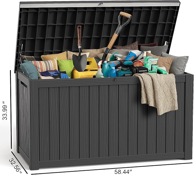 ROJIK Outdoor Storage Housing Deck Box, Waterproof Patio Furniture, Garden Tools - Image 2