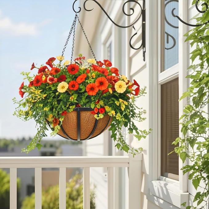 12 Inch 2 Pack Metal Hanging Planter Basket - Image 2