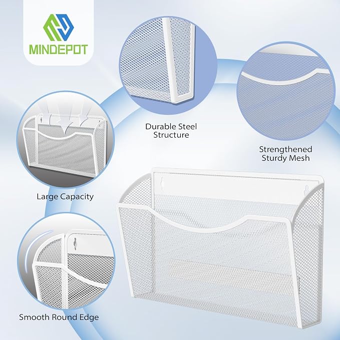 MINDEPOT Magnetic Wall File Organizer, Hanging File Holder, 3 Pack, Powerful - Image 4