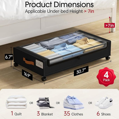 Yecaye 4 Pack Under Bed Storage - Image 2