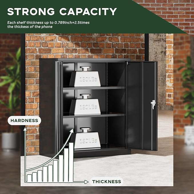 Greenvelly Metal Storage Cabinet, Lockable Storage Cabinets - Image 7