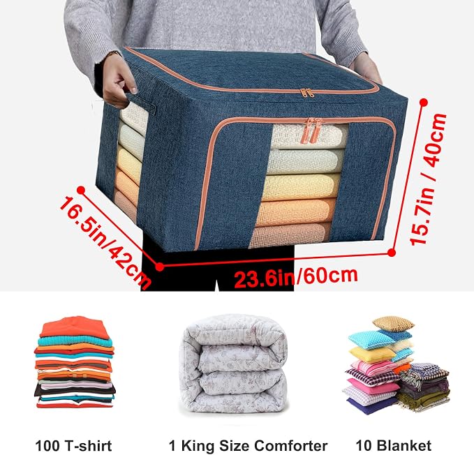 100L Large Storage Bags, Stackable Clothes Storage Bins - Image 2