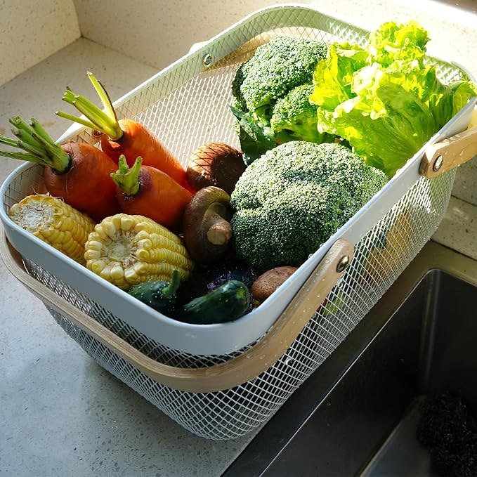 Metal Mesh Steel Harvest Basket, Rectangle Wire Garden Basket - Image 8