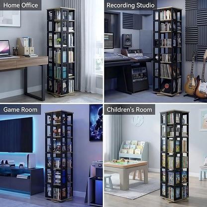Heavy Duty CD Rack Tower, Media Storage Cabinet, 6 Tier Rotating Media Tower - Image 7