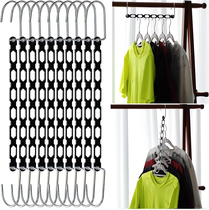 Space Saving Hangers for Clothes, 10 Pack Hanger Organizer Space Saver by TREES+%26+BREEZE