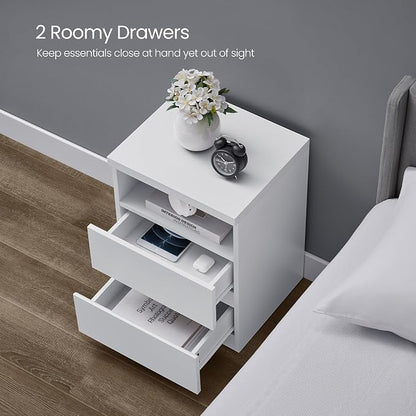 VASAGLE Nightstand with Adjustable LED Light, Bedside Table with Drawers - Image 7