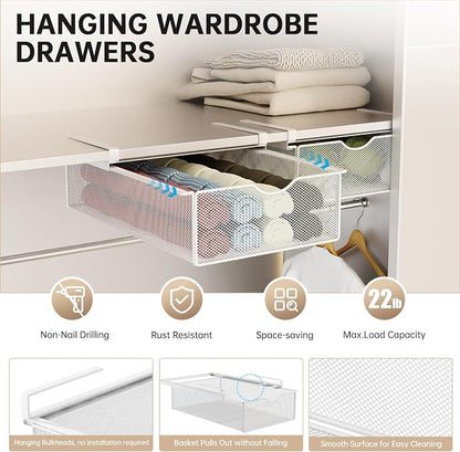 2 Pack Closet Pull-Out Baskets Organizer, - Image 3