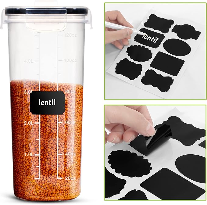 Utopia Kitchen Cereal Containers Storage Set – 6 Pack 4L Airtight Food Storage - Image 5