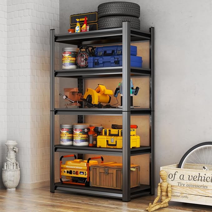 Storage Shelves, Garage Metal Shelving Unit, Adjustable, Double-Layer Column - Image 3