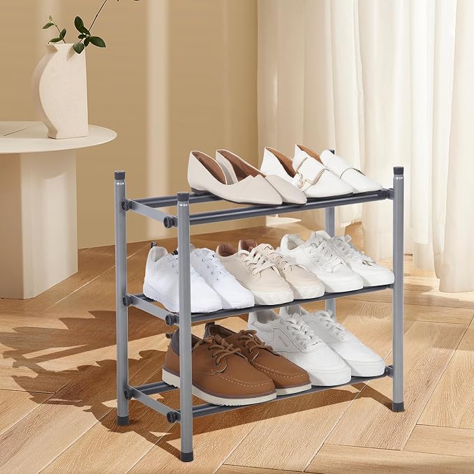 STORAGE MANIAC Expandable Shoe Rack, 12 Pairs Stackable Small Shoe Rack - Image 7