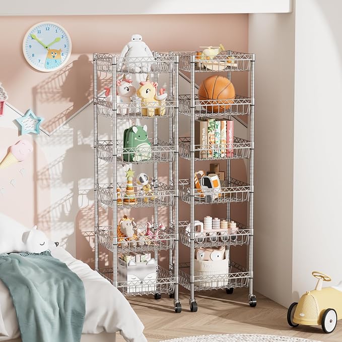 6 Shelves Storage Shelf Wire Closet Bathroom Organizers Metal Pantry Kitchen - Image 8