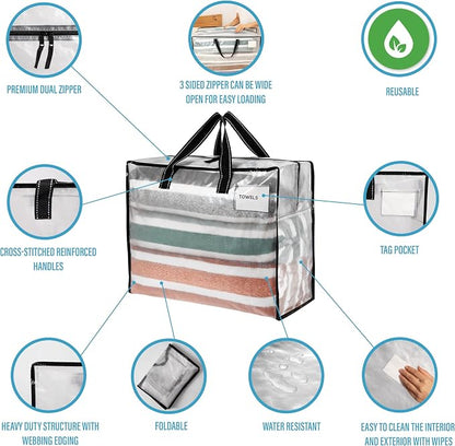 VENO 4 Pack Heavy Duty Moving Bags, Storage Bags, Packing Supplies, Top Zipper - Image 7